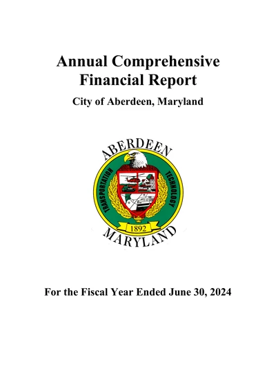 City of Aberdeen, Maryland ACFR Cover