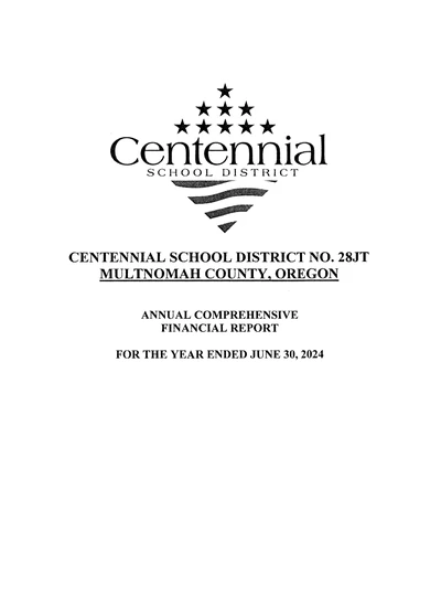 Centennial School District ACFR Cover