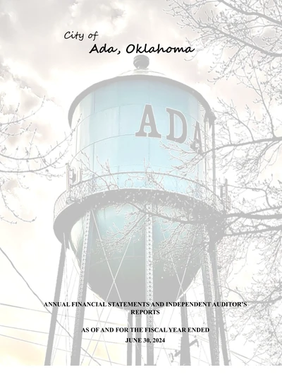 City of Ada, Oklahoma ACFR Cover