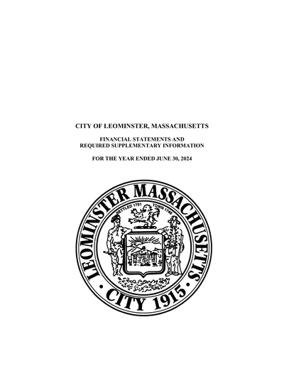 City of Leominster ACFR Cover