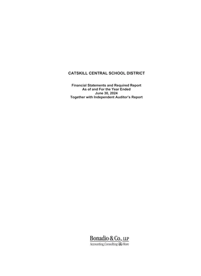 Catskill Central School District ACFR Cover