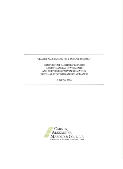 Cedar Falls Community School District ACFR Cover