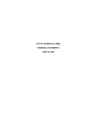 City of Dyersville ACFR Cover