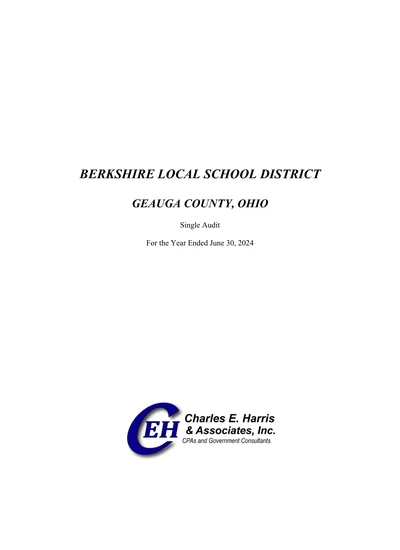 Berkshire Local School District ACFR Cover