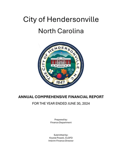 City of Hendersonville ACFR Cover