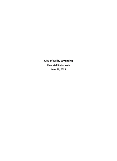 City of Mills ACFR Cover