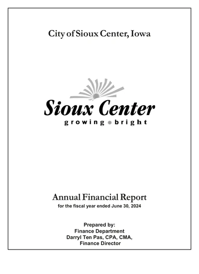 City of Sioux Center, Iowa ACFR Cover