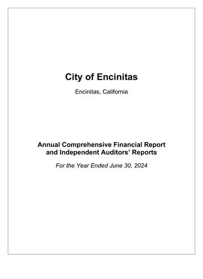 City of Encinitas ACFR Cover