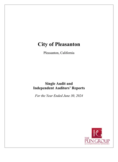City of Pleasanton ACFR Cover