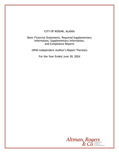 City of Kodiak ACFR Cover