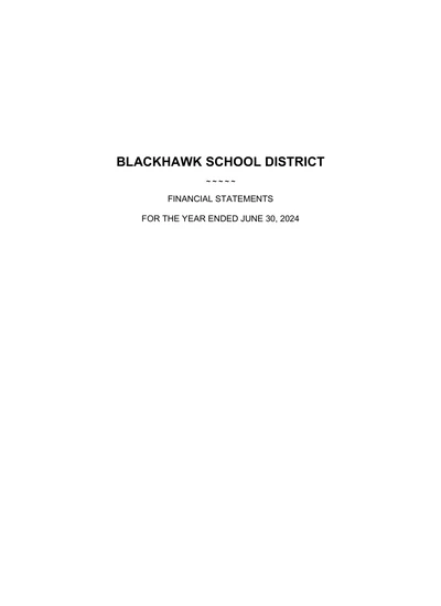 Blackhawk School District ACFR Cover