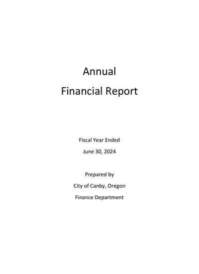 City of Canby ACFR Cover