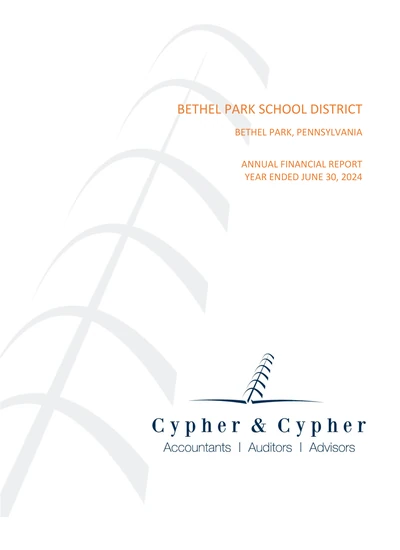 Bethel Park School District ACFR Cover