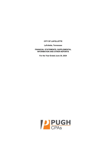 City of Lafollette ACFR Cover