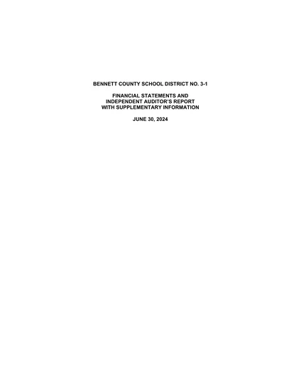 Bennett County School District No. 3-1 ACFR Cover