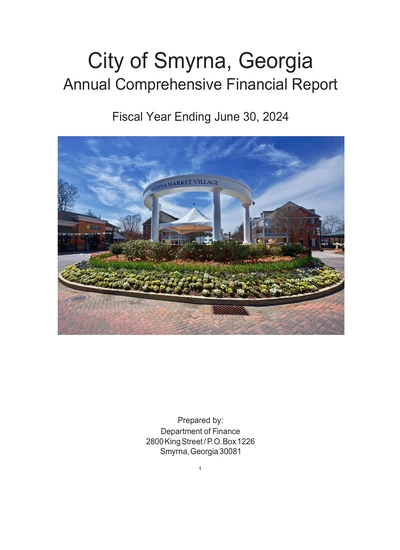 City of Smyrna, Georgia ACFR Cover