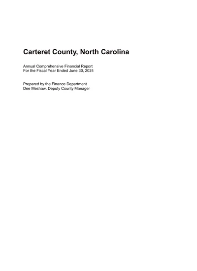 Carteret County, North Carolina ACFR Cover