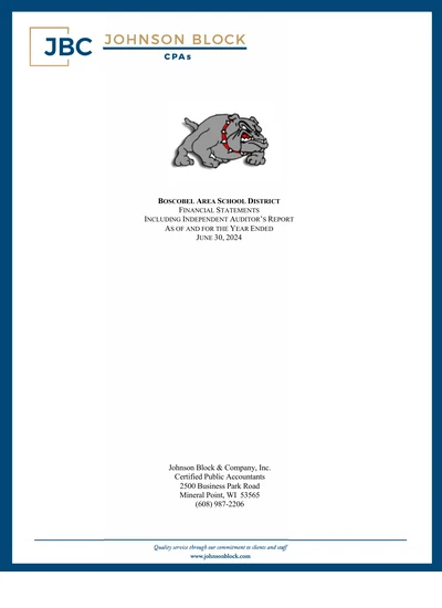 Boscobel Area School District ACFR Cover