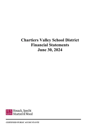 Chartiers Valley School District ACFR Cover