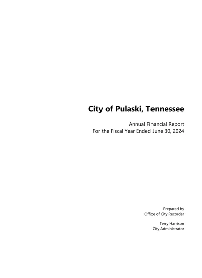 City of Pulaski ACFR Cover