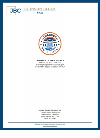 Cedarburg School District ACFR Cover