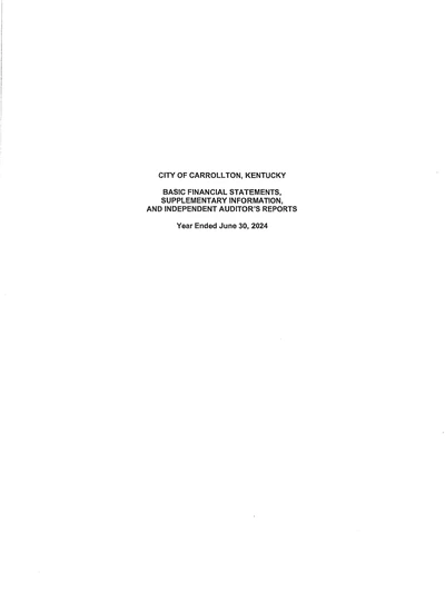 City of Carrollton, Kentucky ACFR Cover