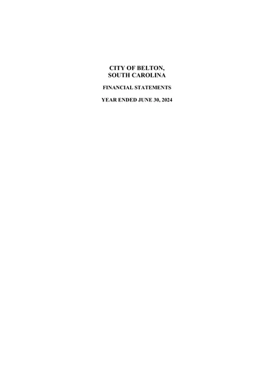 City of Belton ACFR Cover