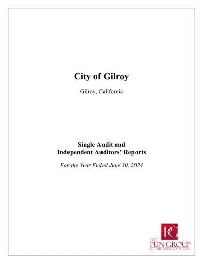 City of Gilroy ACFR Cover