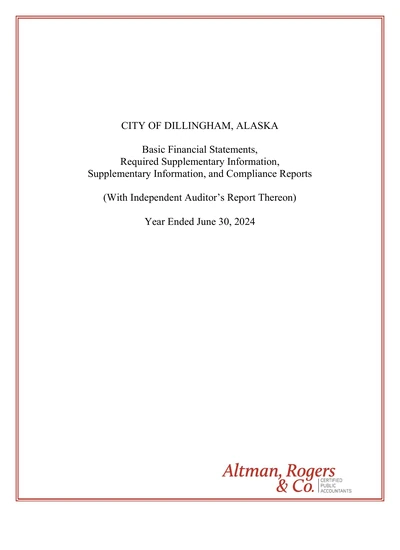 City of Dillingham ACFR Cover