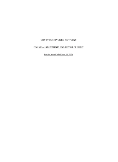 City of Beattyville ACFR Cover