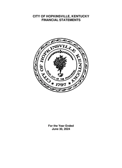 City of Hopkinsville, Ky ACFR Cover