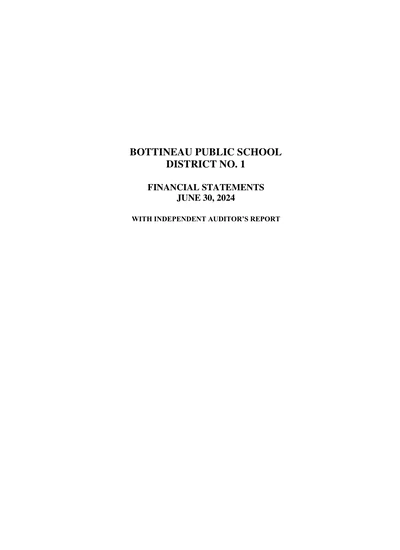 Bottineau Public School District #1 ACFR Cover