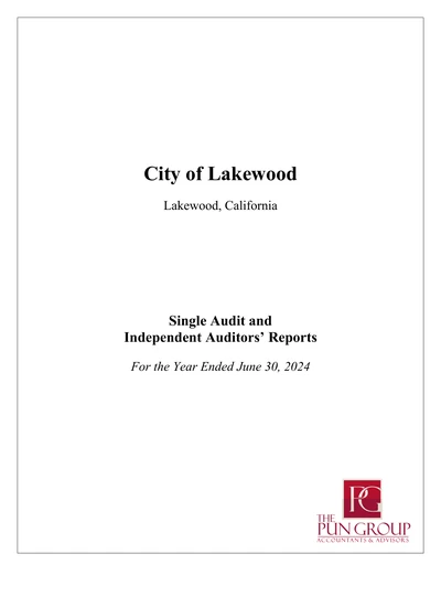 City of Lakewood ACFR Cover