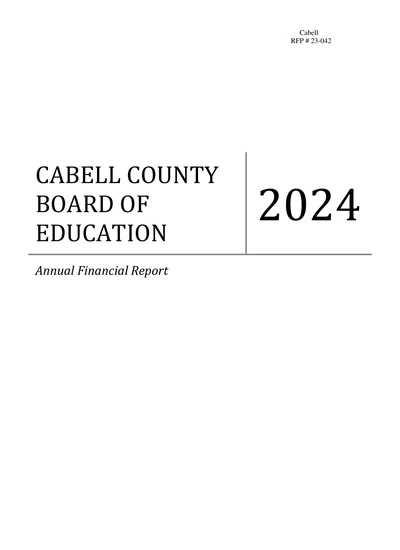 Cabell County Board of Education ACFR Cover