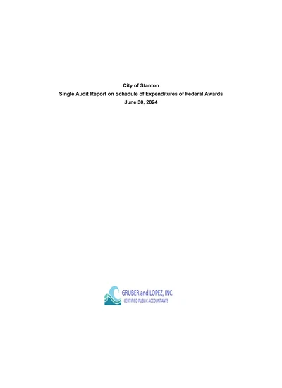 City of Stanton ACFR Cover