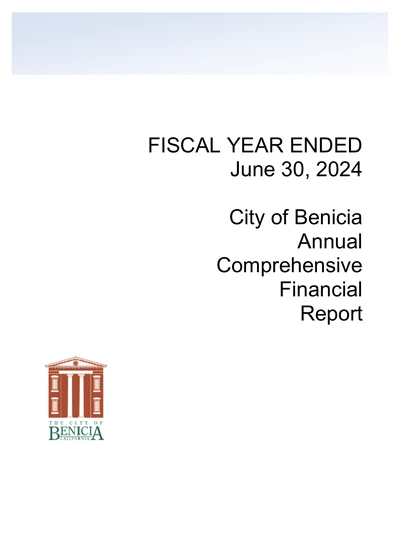 City of Benicia ACFR Cover