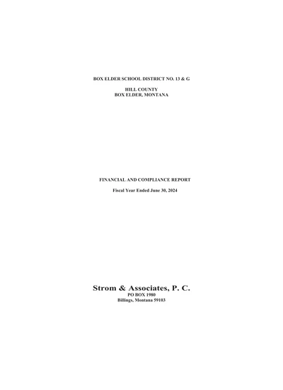 Box Elder School District #13&g ACFR Cover