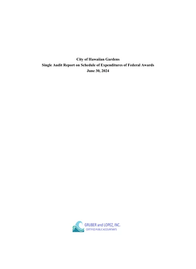 City of Hawaiian Gardens ACFR Cover