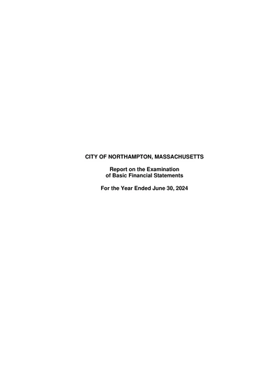 City of Northampton, Massachusetts ACFR Cover