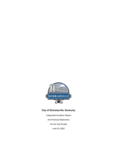 City of Nicholasville, Kentucky ACFR Cover