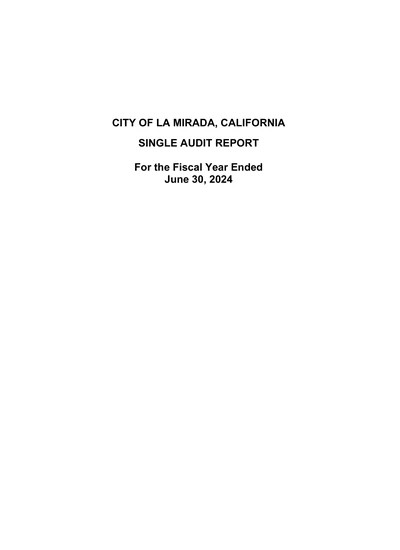 City of La Mirada ACFR Cover