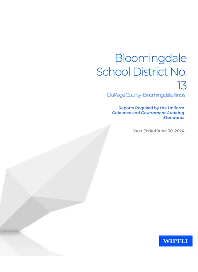 Bloomingdale School District 13 ACFR Cover