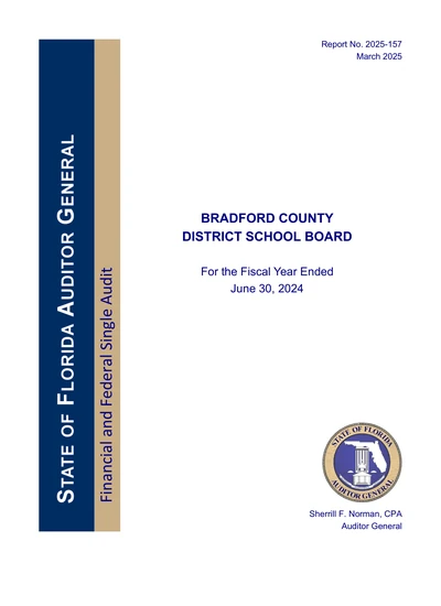 Bradford County District School Board ACFR Cover