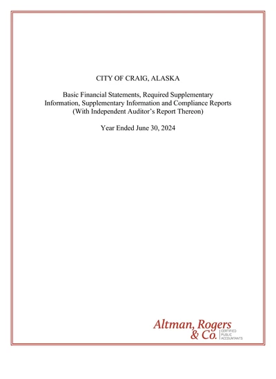 City of Craig ACFR Cover