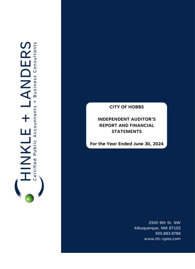 City of Hobbs ACFR Cover