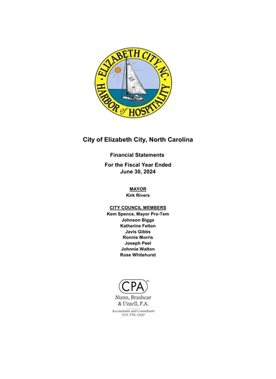 City of Elizabeth City, Nc ACFR Cover