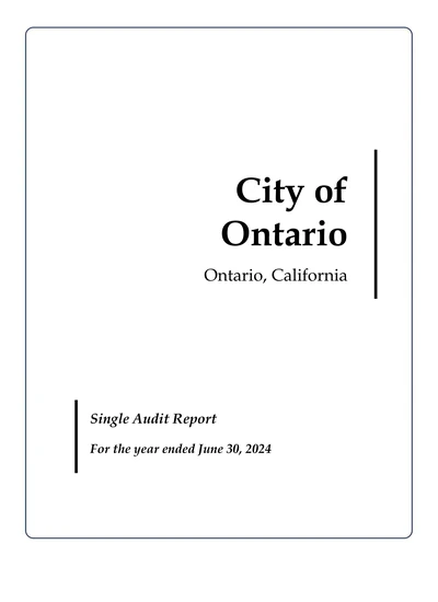 City of Ontario ACFR Cover
