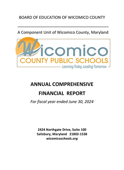 Board of Education of Wicomico County, Maryland ACFR Cover
