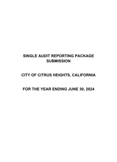 City of Citrus Heights ACFR Cover