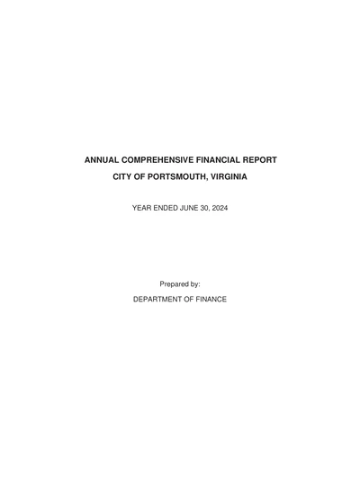 City of Portsmouth, Virginia ACFR Cover